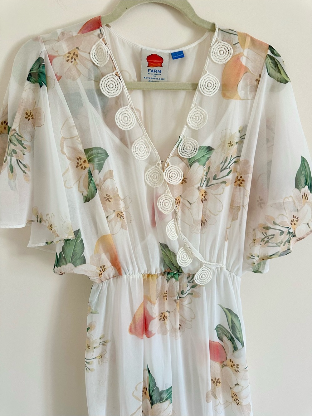 FARM RIO Anthropologie Eloisa Floral Sheer Maxi Dress NWOT Size: S - Picture 4 of 6